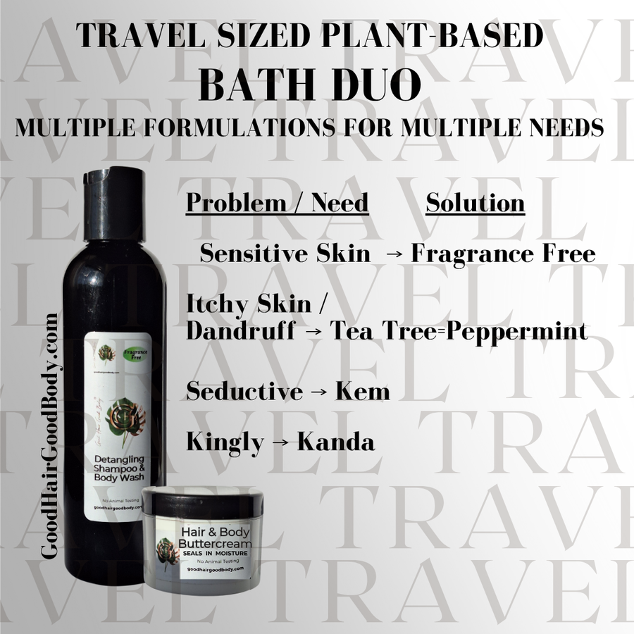 Travel Size Bath Duo : Shampoo/Body Wash & Cream